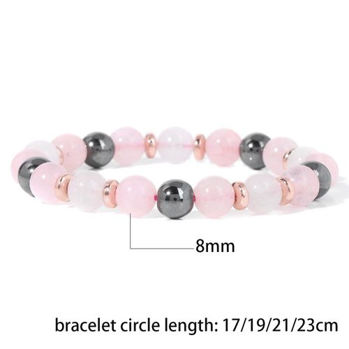 Bracelets En Pierre D'énergie Perlée Pour Hommes Et Femmes, Quartz Rose Naturel, Breloque Hématite, Bijoux De Yoga, Cadeaux