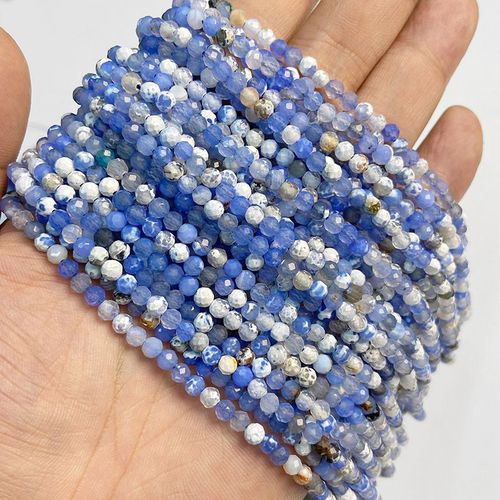 Perles Turquoises À Facettes 4mm, Pierres Rondes Lapis Lazuli, Fluorite Naturelle Pour La Fabrication De Bijoux, Collier À Faire Soi-Même, 15 Pouces, Vente En Gros