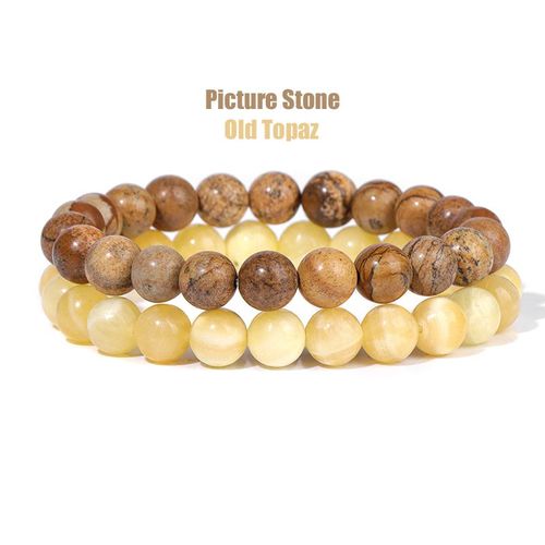 Ensemble De Bracelets En Agates Violets Pour Femmes, Bijoux En Jaspe Naturel, Perles, Breloques Extensibles, Fait À La Main, 2 Pièces/Ensemble