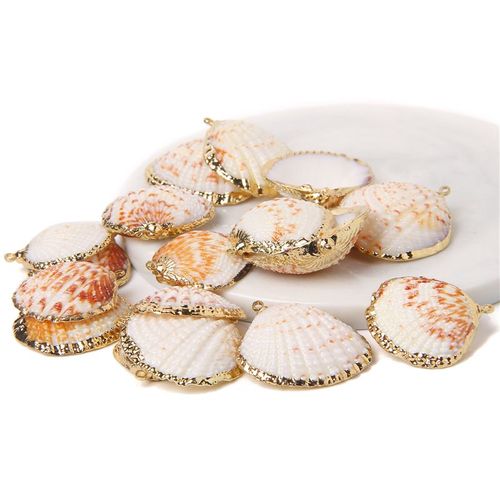 Lot De 5 À 10 Pièces De Pendentifs En Coquillage Coloré, Plaqué Électrolytique, Conque, Connecteur Unique, Composants De Breloques, Bricolage, Fabrication De Bijoux, Collier, Boucles D'oreilles