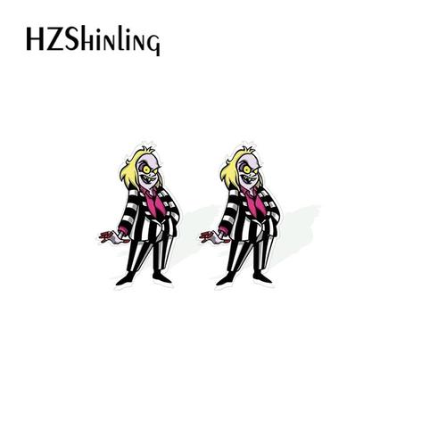 Happy Halloween Art Beetlejuice Lydia Boucles D'oreilles À Tige Acrylique Pour Filles, Motif De Dessin Animé, Résine, Élection Xy, Bijoux D'oreille, 2021