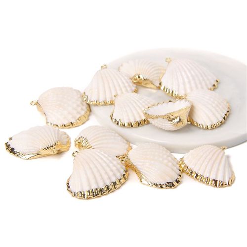 Lot De 5 À 10 Pièces De Pendentifs En Coquillage Coloré, Plaqué Électrolytique, Conque, Connecteur Unique, Composants De Breloques, Bricolage, Fabrication De Bijoux, Collier, Boucles D'oreilles