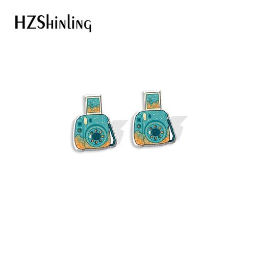 Boucles D'oreilles Couleur Bonbon Pour Femmes, Bijoux En Résine Époxy, Acrylique, Design De Dessin Animé, Fleur, Appareil Photo, 2022