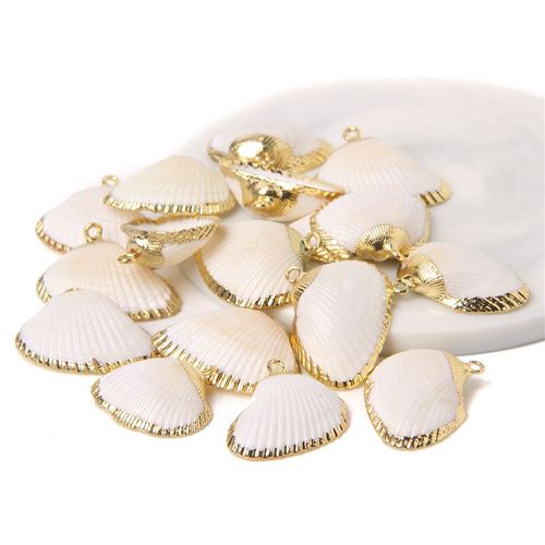Lot De 5 À 10 Pièces De Pendentifs En Coquillage Coloré, Plaqué Électrolytique, Conque, Connecteur Unique, Composants De Breloques, Bricolage, Fabrication De Bijoux, Collier, Boucles D'oreilles