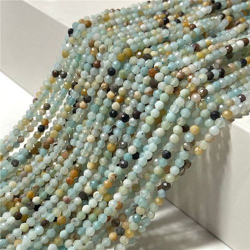 Perles De La Rivière Du Ciel, 2/3 Mm, Petite Pierre D'amazonite Naturelle À Facettes, En Vrac, Pour La Fabrication De Bracelets Et De Colliers, Diy