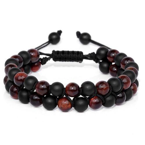 Bracelets Tressés En ¿Il De Tigre Pour Hommes, Bracelets De Perles D'hématite, Bracelet À Double Couche, Bijoux En Pierre, Protection De La Santé, Mode Masculine