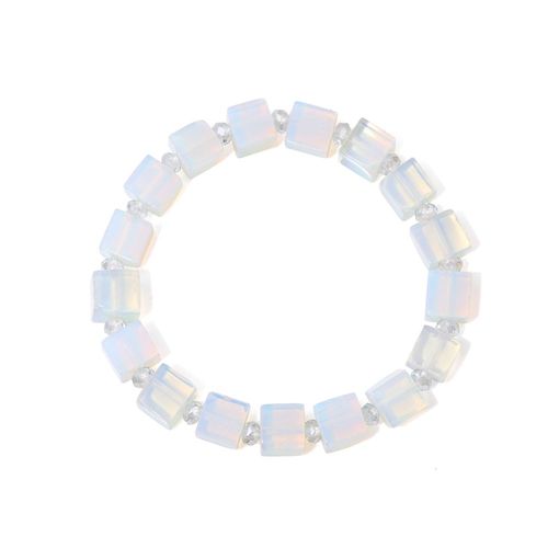 Chimsquare-Bracelets En Pierre D'opale Cubique Pour Femmes Et Hommes, Bracelet Perlé, Breloque Jaspe, Élastique, Bijoux Faits À La Main, Exquis