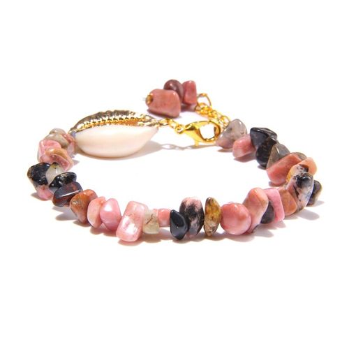 Bracelet En Pierre D'aigue-Marine Semi-Précieuse Pour Femmes, Style Hawaïen, Plage De Mer, Couleur Or, Pendentif Coquille, Bleu