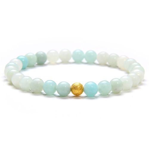 Bracelets En Amazonite Naturelle Pour Femmes, Bijoux Fins En Perles Plaquées, Style Décontracté, Élastique, Pierre Bleue Polie, Cadeau Pour Hommes