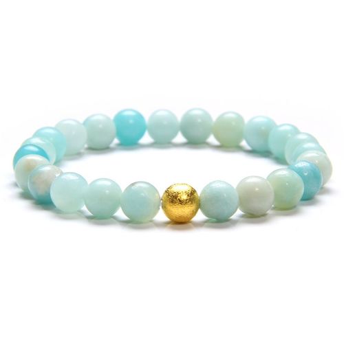 Bracelets En Amazonite Naturelle Pour Femmes, Bijoux Fins En Perles Plaquées, Style Décontracté, Élastique, Pierre Bleue Polie, Cadeau Pour Hommes