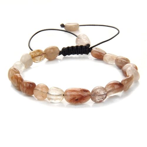 Bracelet Irrégulier En Pierre Minérale Naturelle, Améthyste Aigue-Marine, Quartz Rose, Bracelet Pour Femmes, Corde Tressée, Bracelet, Bijoux, Cadeau