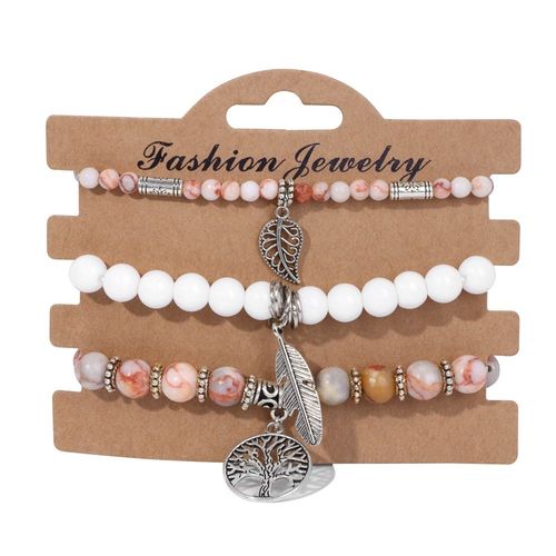 Ensemble De Bracelets En Pierre D'oeil De Tigre Pour Hommes Et Femmes, Arbre De Vie, Bijoux En Pierre Naturelle, Breloque Du Cuir Chevelu, Énergie, 3 Pièces Par Ensemble