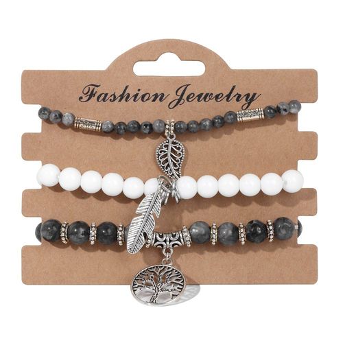 Ensemble De Bracelets En Pierre D'oeil De Tigre Pour Hommes Et Femmes, Arbre De Vie, Bijoux En Pierre Naturelle, Breloque Du Cuir Chevelu, Énergie, 3 Pièces Par Ensemble