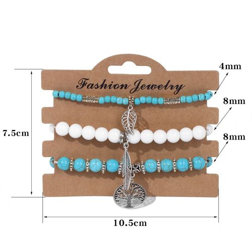 Ensemble De Bracelets En Pierre D'oeil De Tigre Pour Hommes Et Femmes, Arbre De Vie, Bijoux En Pierre Naturelle, Breloque Du Cuir Chevelu, Énergie, 3 Pièces Par Ensemble