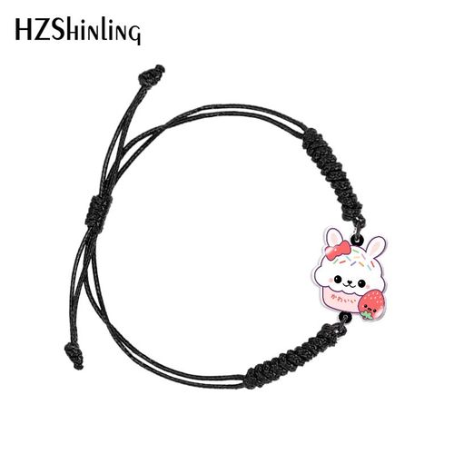 Bracelet Ajustable Tissé Noir Et Rouge Pour Femmes, Chaîne En Corde, En Résine Acrylique Époxy, Bijoux À La Mode, 2022