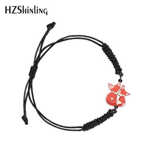 Bracelet Réglable En Résine Acrylique Pour Femme, Renard Rouge, Colonne Vertébrale Et Bébé, Animal, Ultissée Noire Et Rouge, Bijoux À La Mode, Élection Xy
