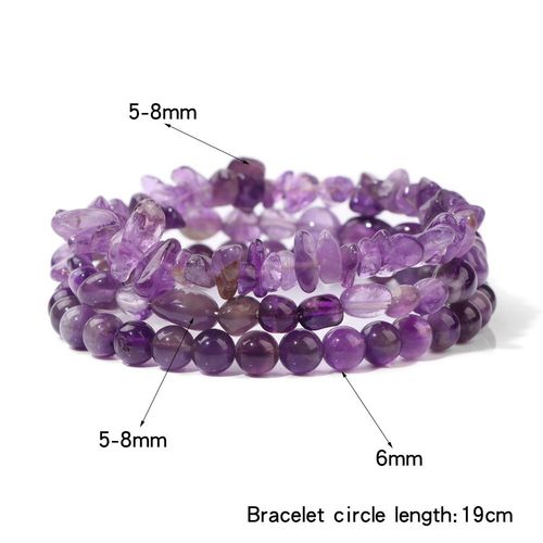 Bracelet En Améthyste Naturel, Énergie, Guérison, Quartz Violet, Cristal, Pierre, Bijoux Pour Femmes, Homme, Guérison, Étirement, Yoga, Soulagement