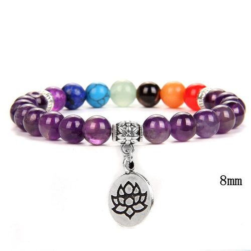 Bracelet En Améthyste Naturel, Énergie, Guérison, Quartz Violet, Cristal, Pierre, Bijoux Pour Femmes, Homme, Guérison, Étirement, Yoga, Soulagement