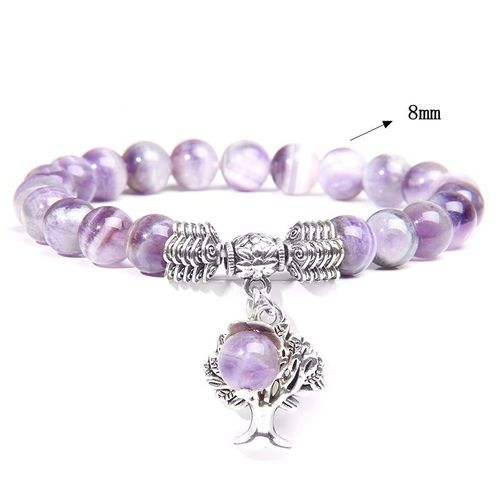 Bracelet En Améthyste Naturel, Énergie, Guérison, Quartz Violet, Cristal, Pierre, Bijoux Pour Femmes, Homme, Guérison, Étirement, Yoga, Soulagement
