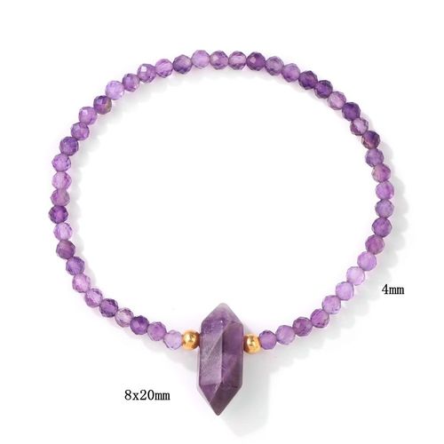 Bracelet En Améthyste Naturel, Énergie, Guérison, Quartz Violet, Cristal, Pierre, Bijoux Pour Femmes, Homme, Guérison, Étirement, Yoga, Soulagement