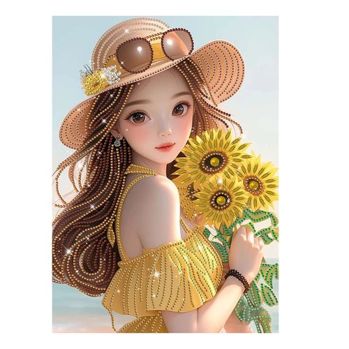 Kit Diy Tableau Diamant 5d Kit De Peinture Numérique Fait À La Main Pour Filles Dessinant Des Fleurs Et Des Personnages De Des - Décoration Murale Moderne, Cadeau Créatif Anti-Stress Pour Adultes
