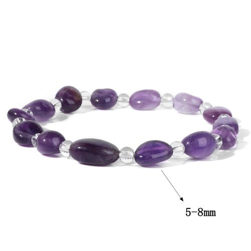 Bracelet En Améthyste Naturel, Énergie, Guérison, Quartz Violet, Cristal, Pierre, Bijoux Pour Femmes, Homme, Guérison, Étirement, Yoga, Soulagement