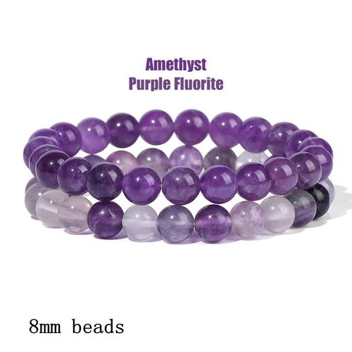 Bracelet En Améthyste Naturel, Énergie, Guérison, Quartz Violet, Cristal, Pierre, Bijoux Pour Femmes, Homme, Guérison, Étirement, Yoga, Soulagement