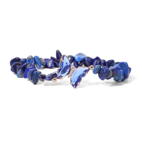 Bracelet Dnam En Cristal Papillon Pour Femme, Bracelet Lapis Lazuli Irrégulier, Bracelet Élégant Pour Fille, Bijoux Navire Chia