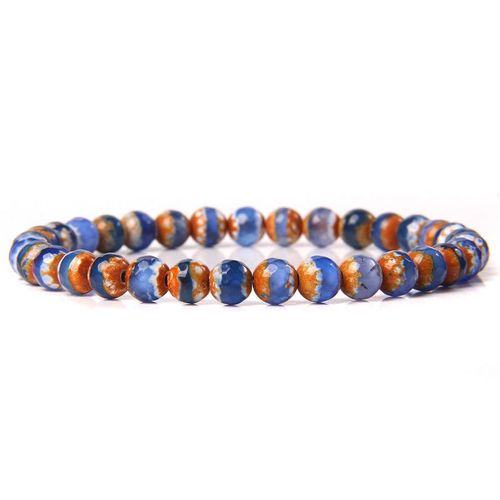 Bracelets De Perles En Verre Jaune Poli Pour Femmes, Bijoux Extensibles Bouddhistes Avec Six Mots, Cadeaux D'anniversaire, 6 Mm