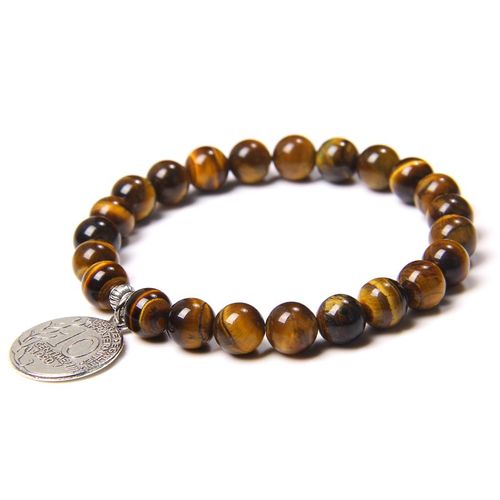 Bracelets En Forme D'oeil De Tigre Pour Hommes Et Femmes, Pendentifs Ronds Faits À La Main En Pierre Naturelle Et Perles, Bijoux À La Mode, Cadeaux