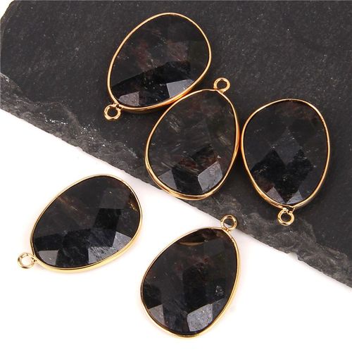 Perles De Gemme Naturelle À Facettes, Connecteurs En Forme De Goutte D'eau, Breloques, Quartz, Sodalite, Agates, Pendentif Pour Boucle D'oreille Bricolage, Collier, 1,2 Pièces