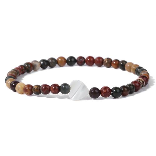 Bracelet De Perles En Pierre D'amazonite Pour Femmes, 4mm, Breloque En Coquille De C¿Ur Naturelle, Bijoux À La Mode, Cadeau D'amitié