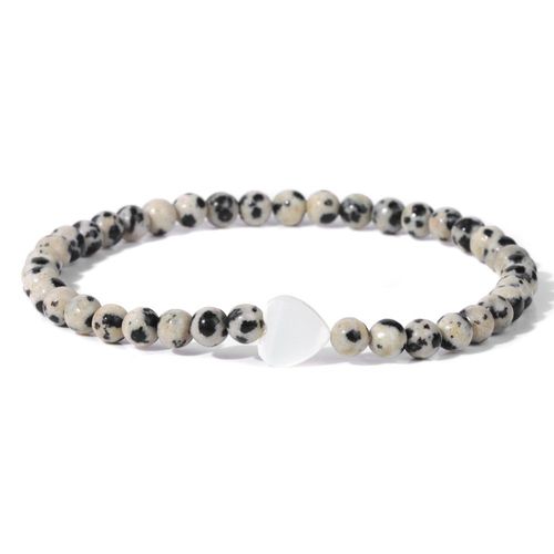Bracelet De Perles En Pierre D'amazonite Pour Femmes, 4mm, Breloque En Coquille De C¿Ur Naturelle, Bijoux À La Mode, Cadeau D'amitié