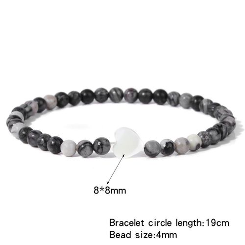 Bracelet De Perles En Pierre D'amazonite Pour Femmes, 4mm, Breloque En Coquille De C¿Ur Naturelle, Bijoux À La Mode, Cadeau D'amitié