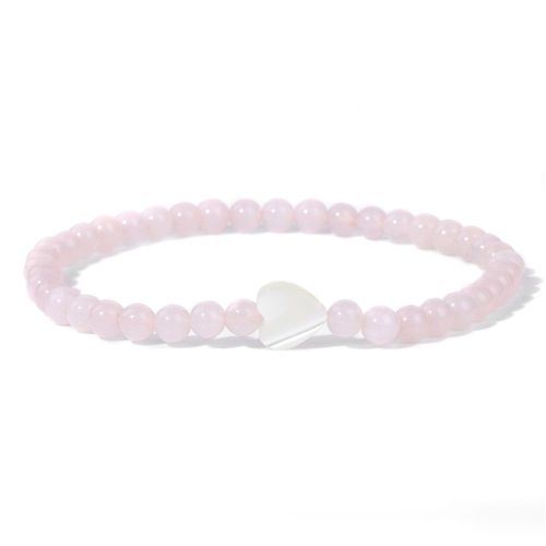 Bracelet De Perles En Pierre D'amazonite Pour Femmes, 4mm, Breloque En Coquille De C¿Ur Naturelle, Bijoux À La Mode, Cadeau D'amitié