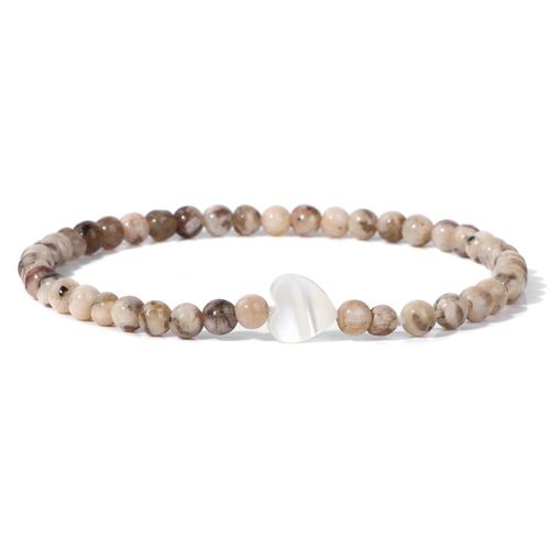 Bracelet De Perles En Pierre D'amazonite Pour Femmes, 4mm, Breloque En Coquille De C¿Ur Naturelle, Bijoux À La Mode, Cadeau D'amitié