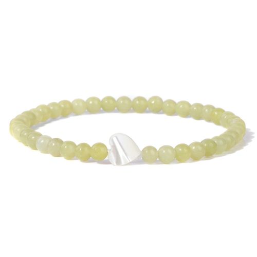 Bracelet De Perles En Pierre D'amazonite Pour Femmes, 4mm, Breloque En Coquille De C¿Ur Naturelle, Bijoux À La Mode, Cadeau D'amitié