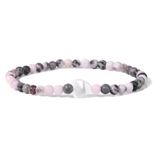 Bracelet De Perles En Pierre D'amazonite Pour Femmes, 4mm, Breloque En Coquille De C¿Ur Naturelle, Bijoux À La Mode, Cadeau D'amitié