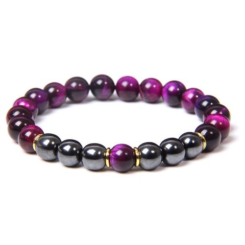 Bracelet En Pierre Naturelle Oeil De Tigre Pour Hommes Et Femmes, Perles De 8mm D'énergie De Guérison, Unisexe, Bijoux Bouddhistes, Extensibles Faits À La Main