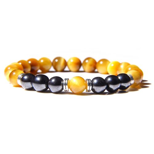 Bracelet En Pierre Naturelle Oeil De Tigre Pour Hommes Et Femmes, Perles De 8mm D'énergie De Guérison, Unisexe, Bijoux Bouddhistes, Extensibles Faits À La Main