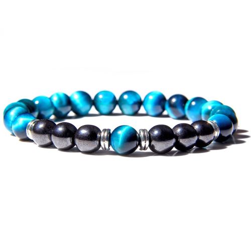 Bracelet En Pierre Naturelle Oeil De Tigre Pour Hommes Et Femmes, Perles De 8mm D'énergie De Guérison, Unisexe, Bijoux Bouddhistes, Extensibles Faits À La Main