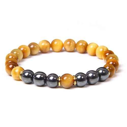 Bracelet En Pierre Naturelle Oeil De Tigre Pour Hommes Et Femmes, Perles De 8mm D'énergie De Guérison, Unisexe, Bijoux Bouddhistes, Extensibles Faits À La Main