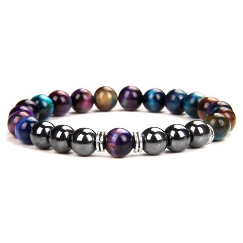 Bracelet En Pierre Naturelle Oeil De Tigre Pour Hommes Et Femmes, Perles De 8mm D'énergie De Guérison, Unisexe, Bijoux Bouddhistes, Extensibles Faits À La Main