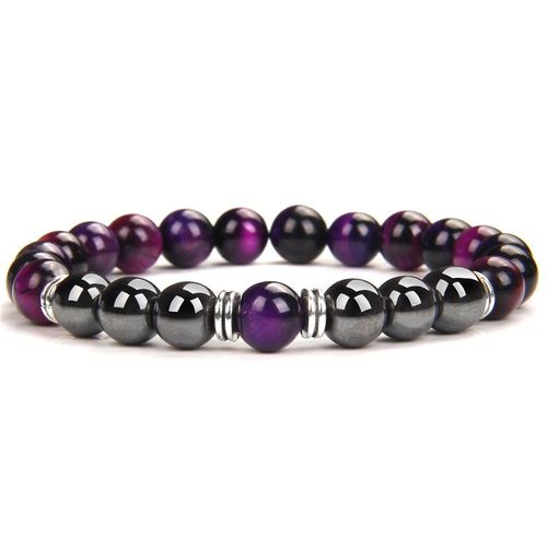 Bracelet En Pierre Naturelle Oeil De Tigre Pour Hommes Et Femmes, Perles De 8mm D'énergie De Guérison, Unisexe, Bijoux Bouddhistes, Extensibles Faits À La Main