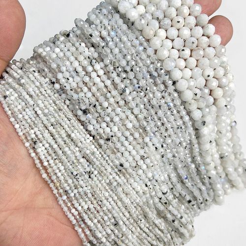Perles De Pierre De Lune Blanche Reiki, Perles Rondes À Facettes En Pierre Naturelle, Petites Perles Pour Collier Artisanal, Bijoux, 15 Po, 2mm, 3mm, 6mm