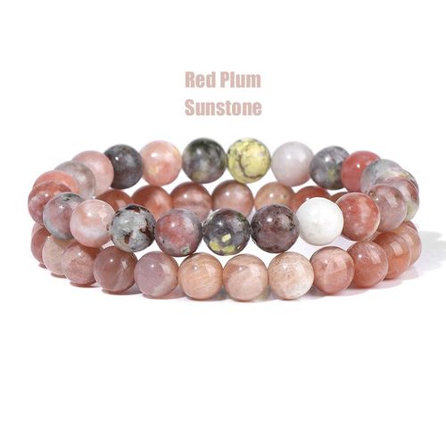 Bracelets En Pierre D'oeil De Chat Rose Tendance Pour Femmes, Ensemble De Bracelets En Rhodochrosite Naturelle, Bijoux De Guérison Perlés De 8mm