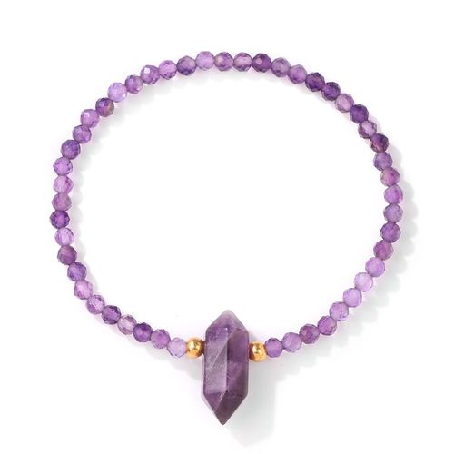 Bracelet En Cristal D'améthyste Naturel Pour Hommes Et Femmes, Petites Perles, Breloques Hexagonales, Bijoux De Mode, Cadeau De Yoga