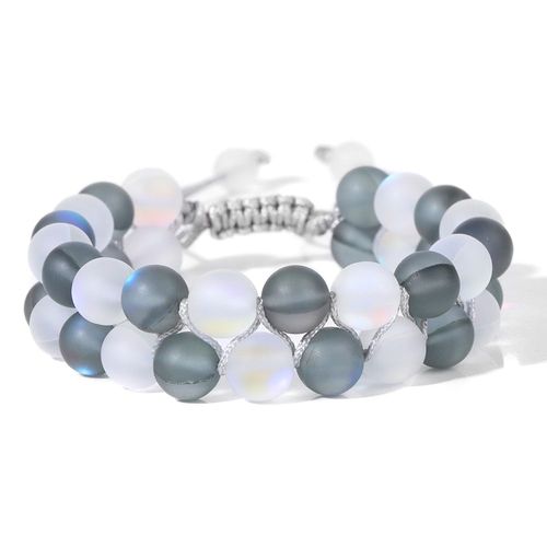 Bracelet Tressé À Double Couche Pour Hommes Et Femmes, Bracelet En Cristal Fait Main, Pierre De Lune, Perles De Verre Sirène, Cadeau De Bijoux De Fête