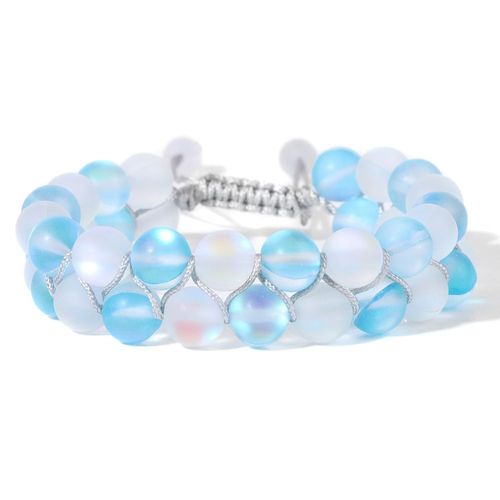 Bracelet Tressé À Double Couche Pour Hommes Et Femmes, Bracelet En Cristal Fait Main, Pierre De Lune, Perles De Verre Sirène, Cadeau De Bijoux De Fête