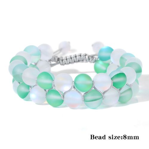 Bracelet Tressé À Double Couche Pour Hommes Et Femmes, Bracelet En Cristal Fait Main, Pierre De Lune, Perles De Verre Sirène, Cadeau De Bijoux De Fête